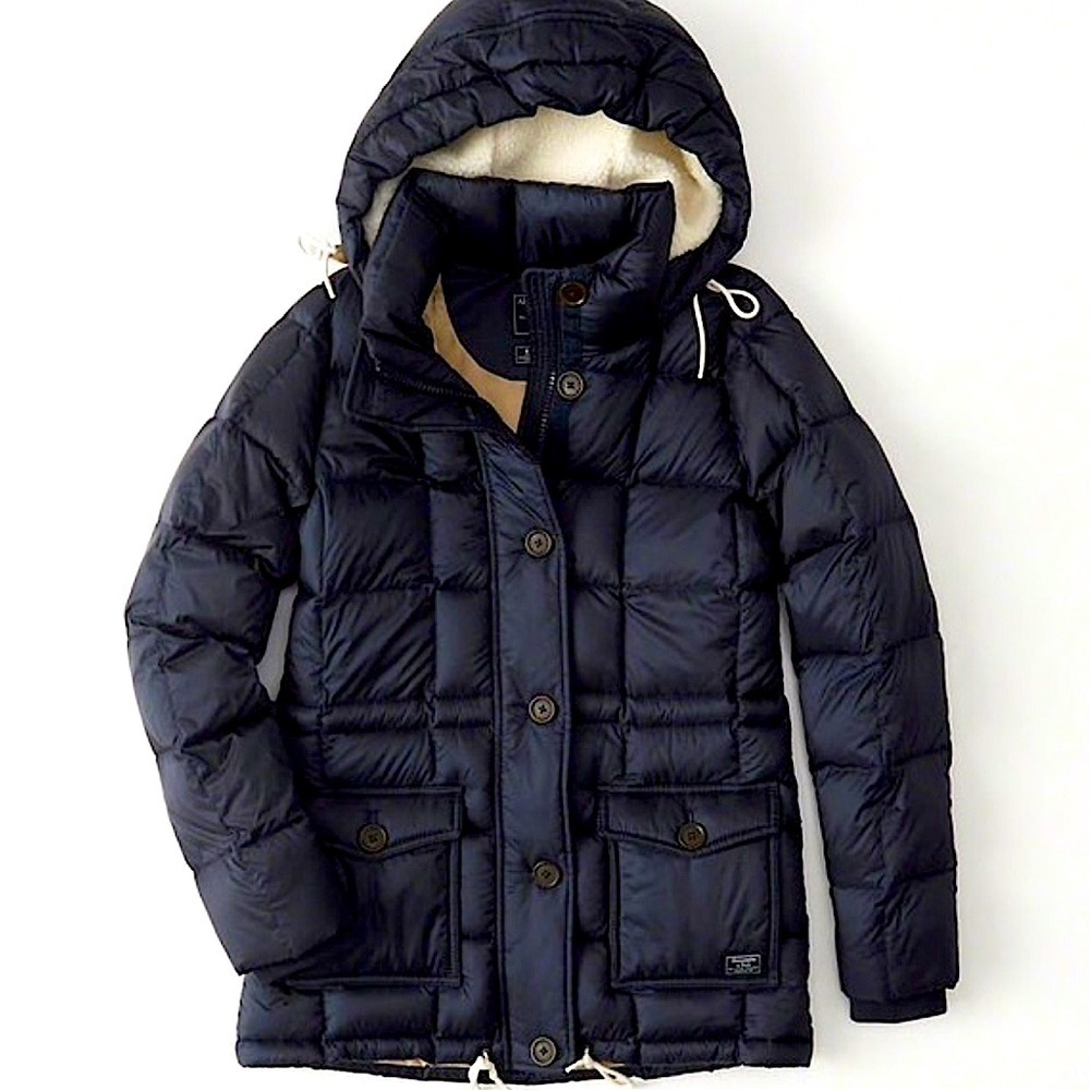 ABERCROMBIE & FITCH Womens Down-Filled Puffer navy Coat size S